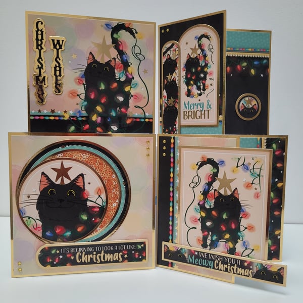 Christmas Cards - Set of 4 Cat Christmas Cards - Meowy Christmas