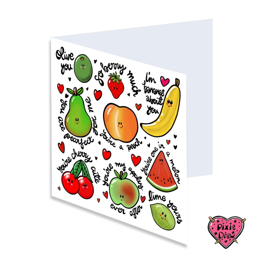 Anniversary Card with Funny Punny Fruit Design for Your Loved One