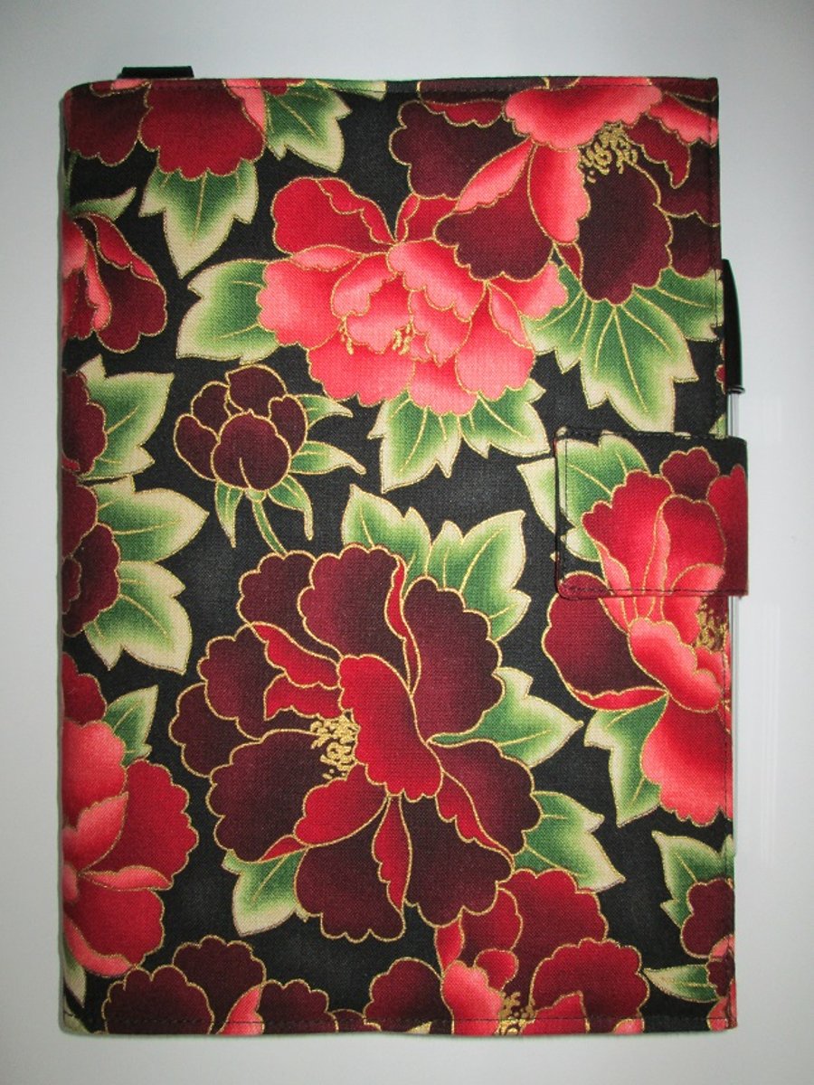 A5 Red Paeony Reusable Notebook Cover