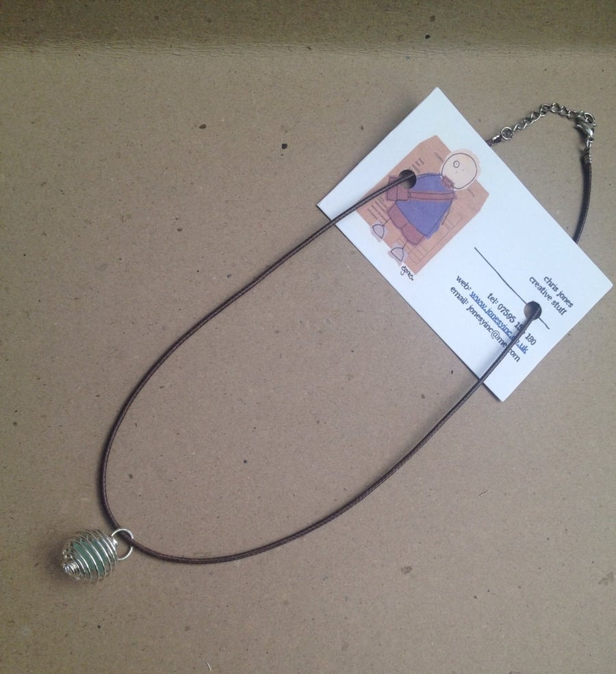 Leather & seaglass necklace
