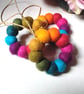 Felt Ball Mini Wreath Hanging Decorations, Set of 3, Rainbow Colours. - Image 2