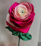 Gorgeous Handmade Raspberry Ripple Pink Ribbon Rose - Long Stem Flower Gift - Image 2