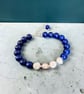 Sterling Silver Bracelet Freshwater Pearls & Lapis Lazuli - 7.5" & 1.5" Ext