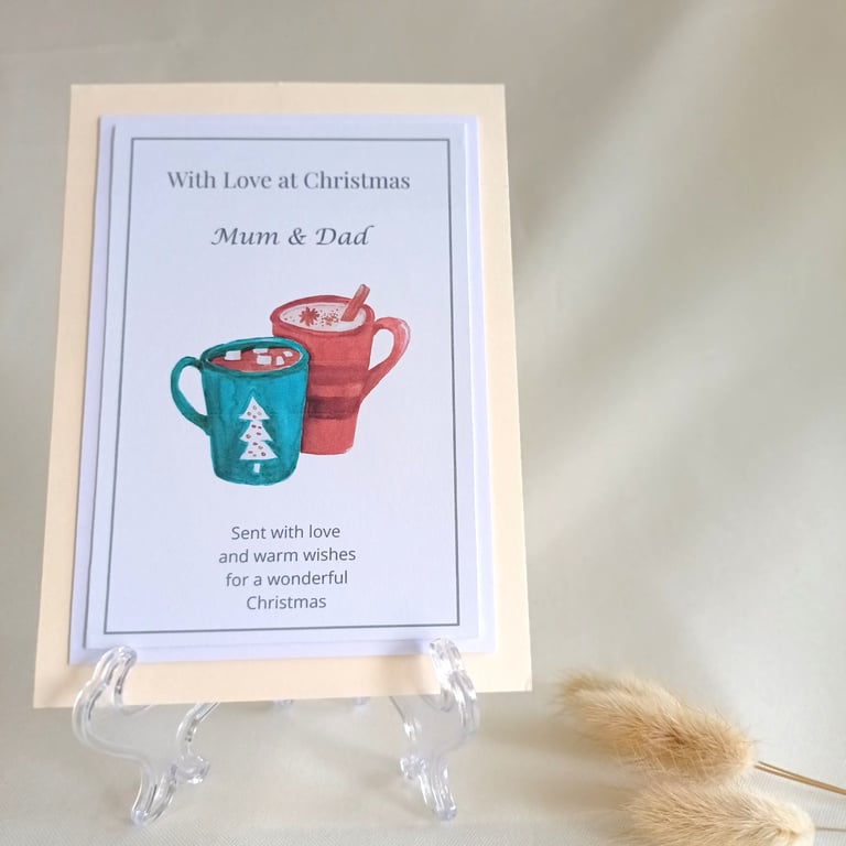 Personalised Christmas Keepsake, Christmas Mug Illustration, Mum & Dad Gift