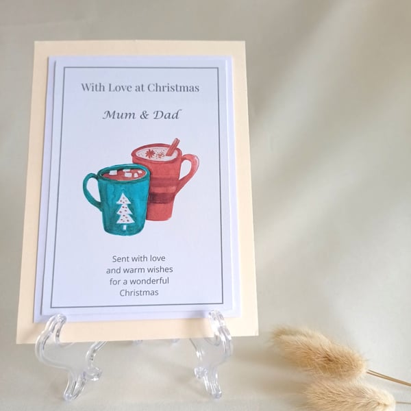 Personalised Christmas Keepsake, Christmas Mug Illustration, Mum & Dad Gift