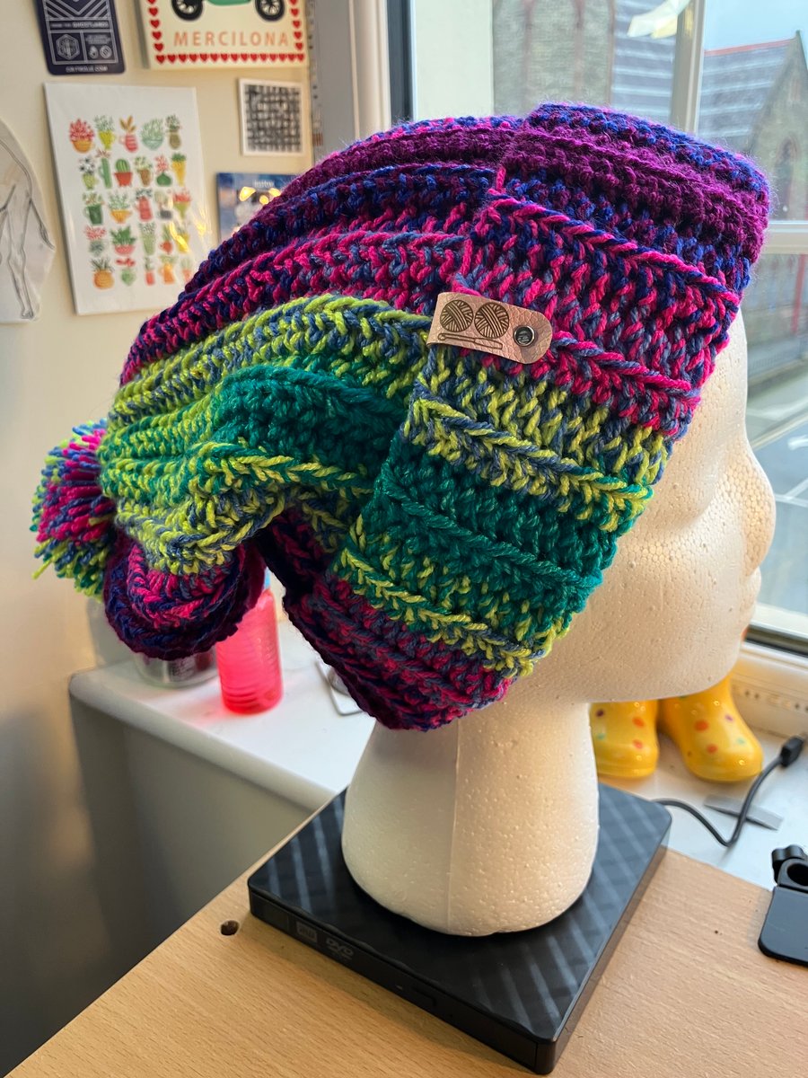 Neon Tropics Schlump beanie with pompom