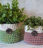 Crochet container, plant pot cover, new home gift, desk tidy, recycled - Image 8