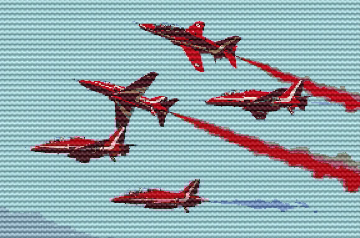 Red Arrows (plane) cross stitch chart