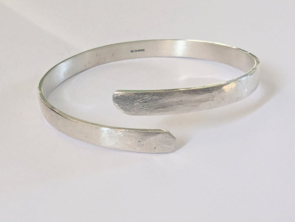 Sterling Silver Bangle, textured design