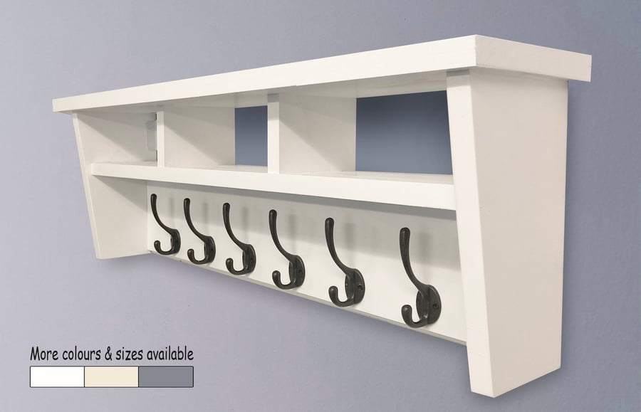 Coat rack with shelf and cubby hole storage 4 t - Folksy