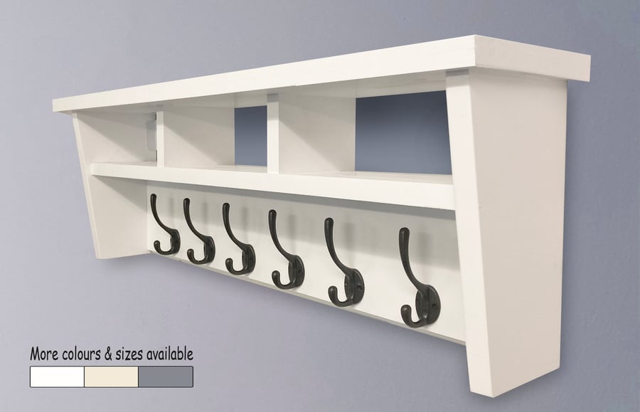 Coat rack with shelf and cubby hole storage 4 t... Folksy