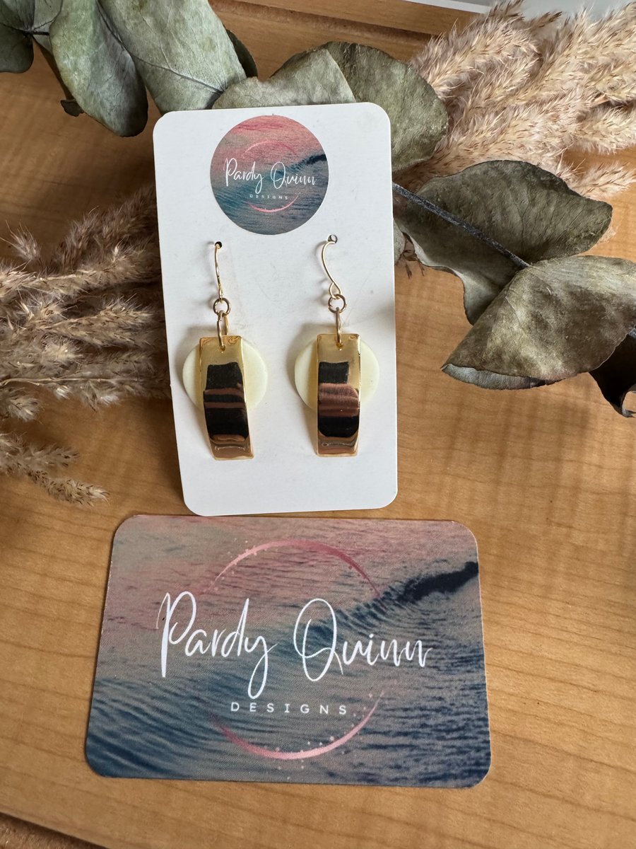Gold and Cream Earrings