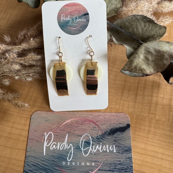 Gold and Cream Earrings