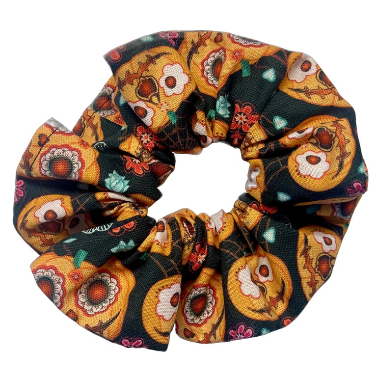 Pumpkins Digital Cotton Large Hair Scrunchie