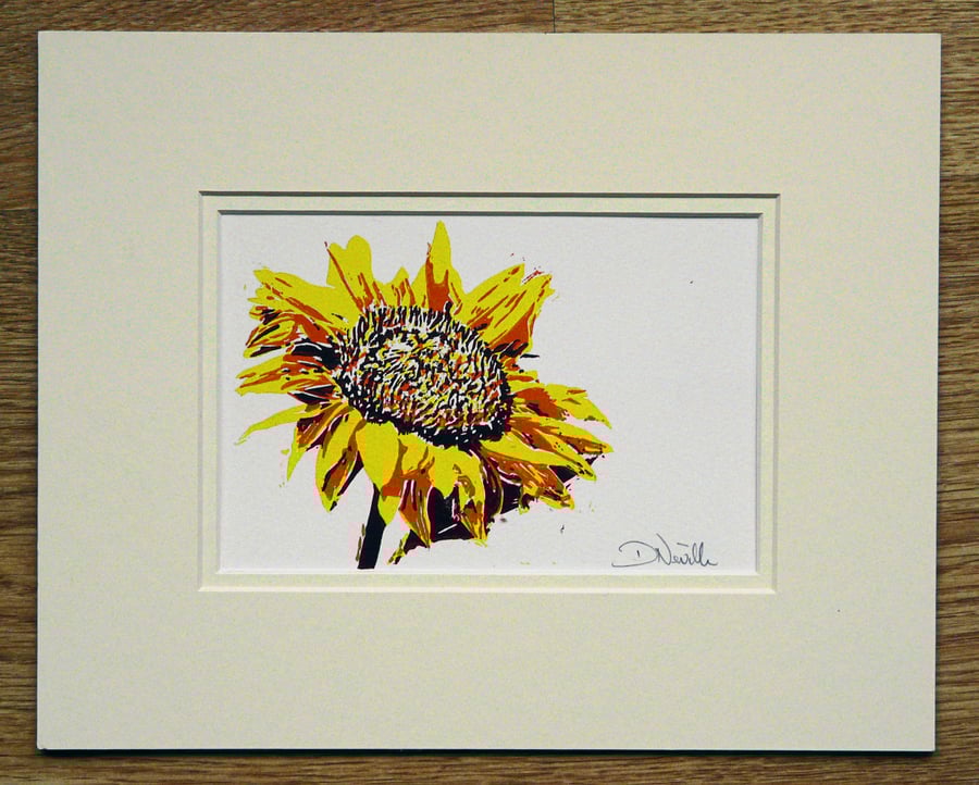 Sunflower Linocut