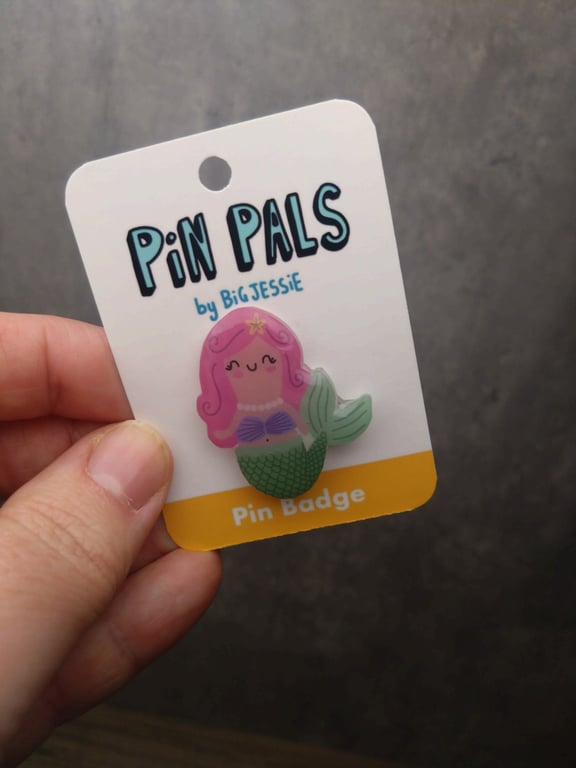Cute mermaid pin badge