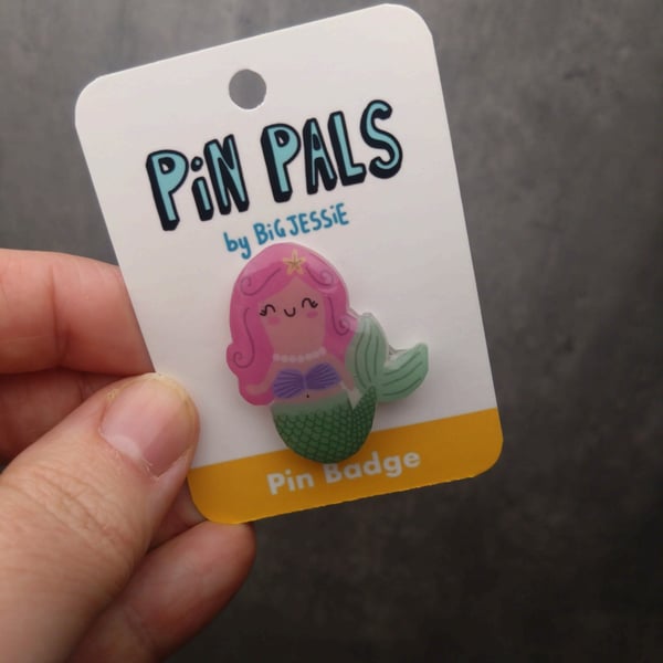 Cute mermaid pin badge