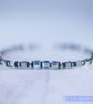 Bracelet sterling silver hematite and swarovski cubes unique handmade stretchy - Image 2