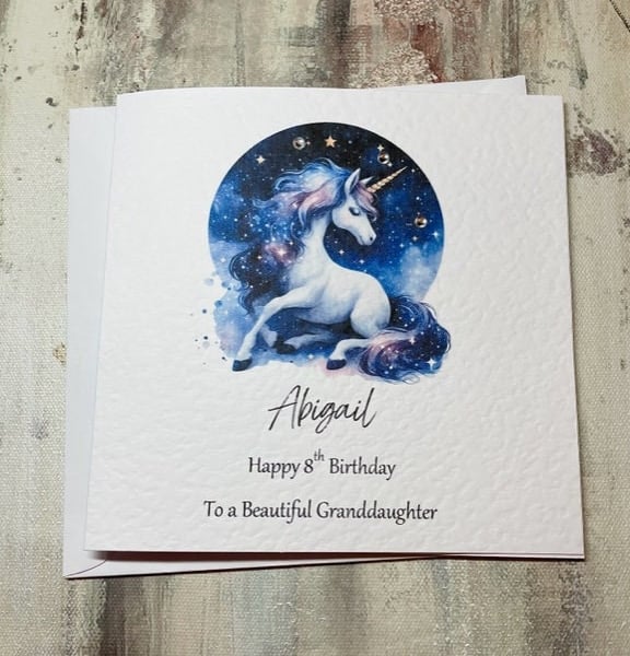 Personalised Unicorn Card For Her Happy Birthday Daughter Granddaughter Sister