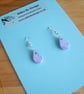 Sterling Silver and Polymer Clay Lilac & Blue Marbled Tear Drop Earrings - Image 4