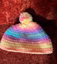 Multi-Coloured Chunky and Funky Crocheted Hat with Fun and removable Pom-Pom  - Image 2
