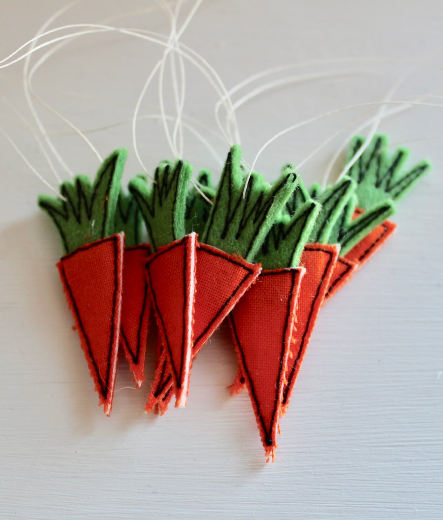 Ten Little Fabric Carrots - Easter Decorations