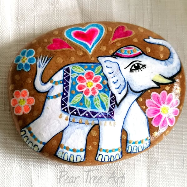 Hand Painted Elephant Rock Art