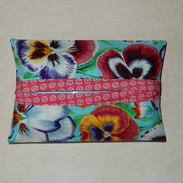 Pocket tissue holder bright pansies