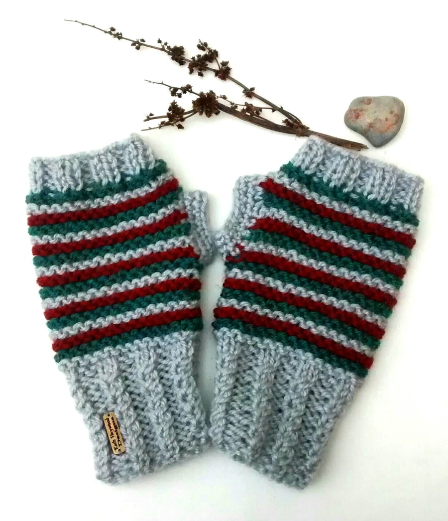 Stripy Fingerless Gloves