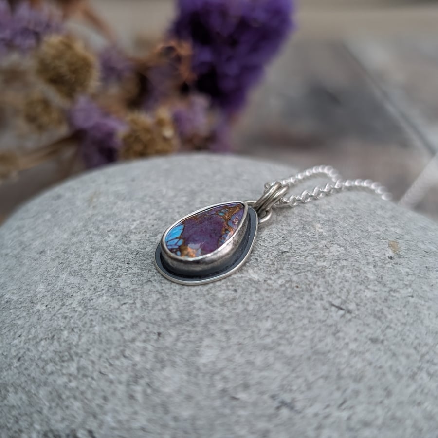 Sterling Silver Mohave Turquoise Teardrop Necklace - JBJ7007