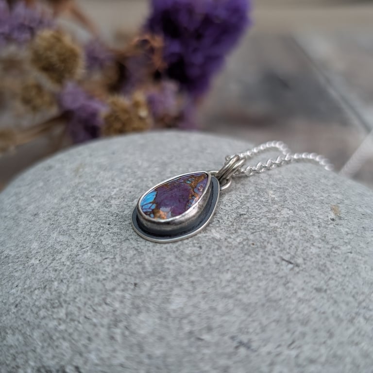 Sterling Silver Mohave Turquoise Teardrop Necklace - JBJ7007