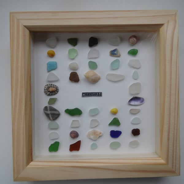 Colours of Cornwall Sea Glass, Sea Pottery & Shell Picture P177