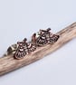 Copper Moth Stud Earrings - Sterling Silver Posts