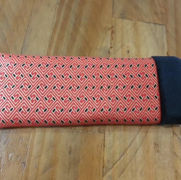 Handmade Red Geometric Satin & Velvet Padded Glasses Case