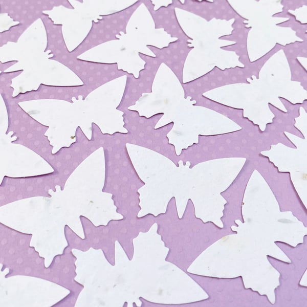 100 White Plantable Seed Butterflies 280gsm - WildFlower Biodegradable