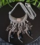 Gothic Raven Crescent Moon Necklace Witchy Crow Bib Necklace