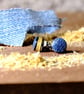 5th Anniversary Wood Gift: Tiny 6mm Oak & Denim Stud Earrings - Curv Studio