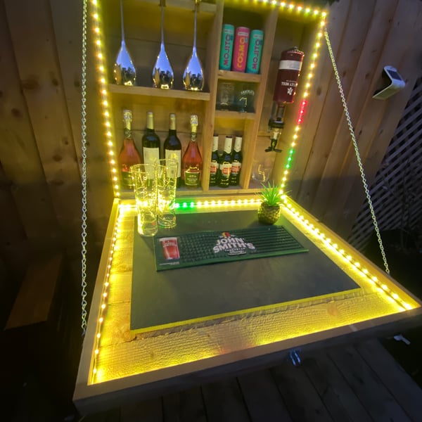 LED lit large garden wall optics bar 