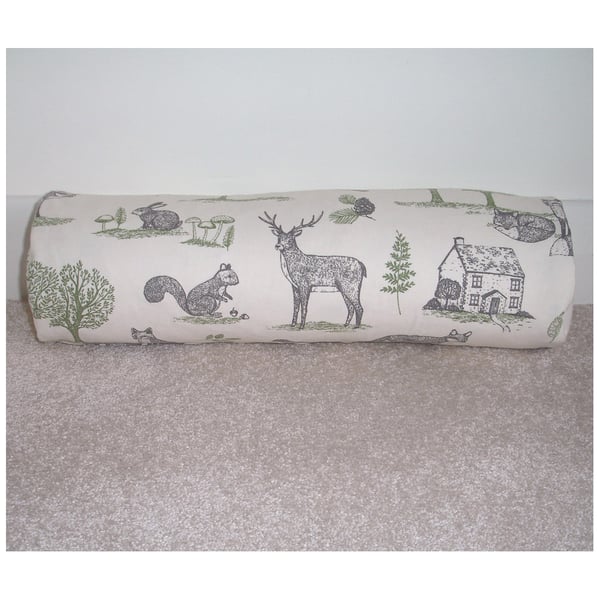 Bolster Cushion Cover 16"x6" Round Cylinder Neck Roll Pillow Stag Fox Squirrel