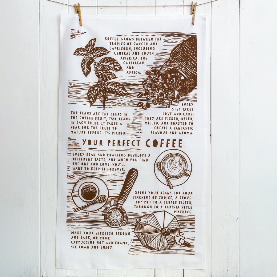 Coffee lovers tea towel