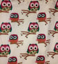 multi coloured Owls on cream  shopping bag, Tote bag - Image 2