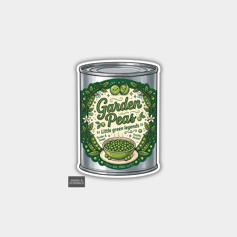 Grocery Food Tin Vinyl Sticker For Adults - Garden Peas