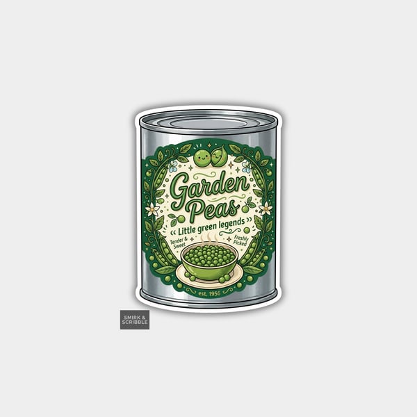 Grocery Food Tin Vinyl Sticker For Adults - Garden Peas