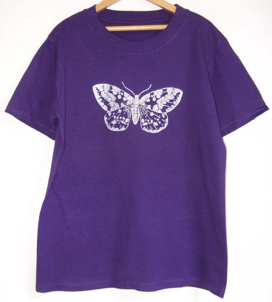 Silver Moth Girls purple cotton Tee age 7-8 years 
