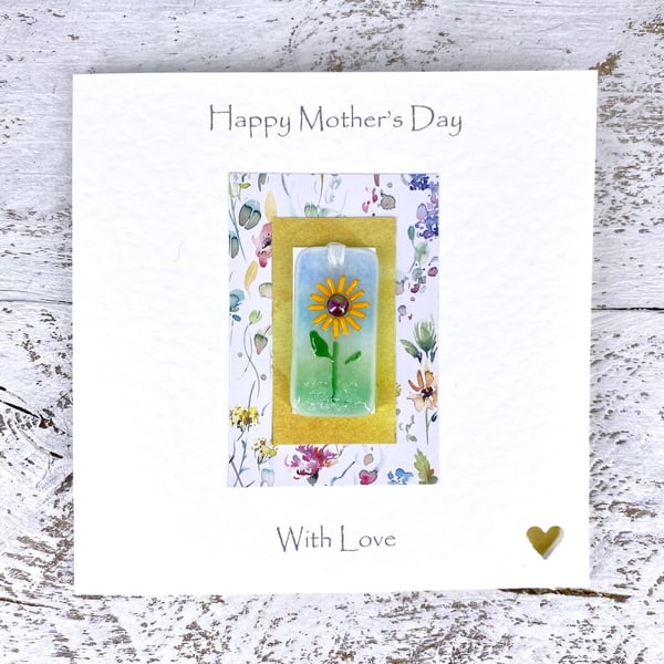 Mother’s Day Card with Detachable Glass Bookmark or Light Catcher