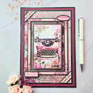 "Just For You" Pink Valentine's Day Card With Vintage Style Typewriter