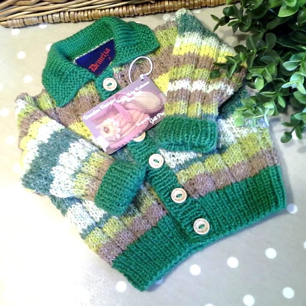 Designer Baby Boy's Cardigan with Cotton and Merino Wool  6-12 months size