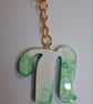 Handmade epoxy resin keyring with initial letter n
