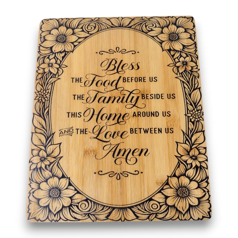 wooden serving board with design