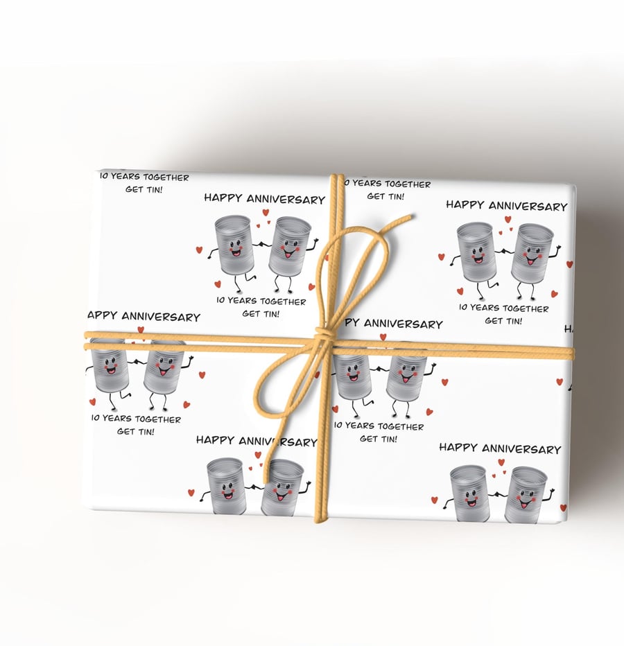 10th Anniversary wrapping paper for your tin anniversary